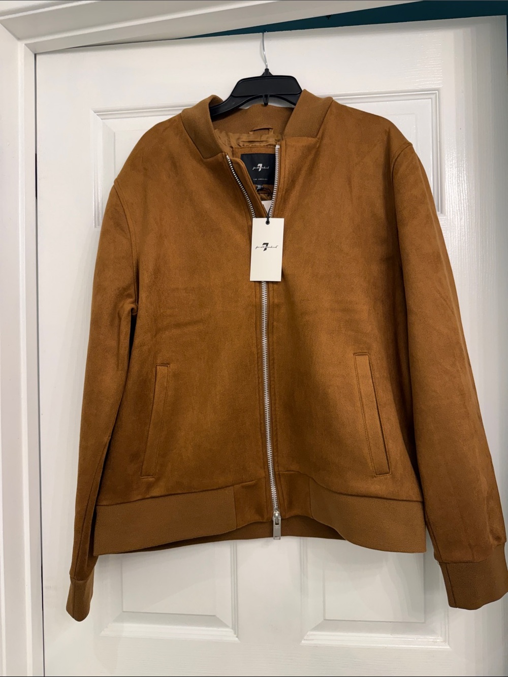 7 For All Mankind Tan Suede Bomber Jacket